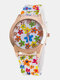 6 colori Silicone Acciaio inossidabile Donna Vintage Watch Puntatore decorato Calico Print Quartz Watch - #05