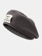 Women Acrylic Knitted Solid Color Letter Embroidery Patch All-match Warmth Beret - Gray