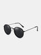 Unisex Alloy Oval Full Frame Polarized UV Protection Fashion All-match Sunglasses - Black frame/Black gray