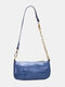 Women Solid Crocodile Pattern Shoulder Bag - Blue