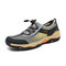 Men Breathable Mesh Elastic Lace Non Slip Outdoor Hiking Shoes - Gray