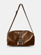 Men Faux Leather Fashion Waterproof Large Capacity Crossbody Bag - Brown