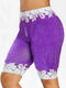Flowers Print Plus Size Yoga Pants for Women - Purple