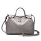  Women Vintage First Layer Genuine Leather Handbags Solid Handbag Boston Shoulder Bag - Gray