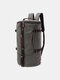 Men Vintage Canvas Large Capacity Multi-Carry Solid Color Cylinder Casual Backpack - Gray