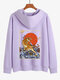 Mens Tiger Graphic Back Print Cotton Daily Kangaroo Pocket Pullover Hoodie - Purple