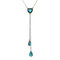 Bohemian Geometric Blue Crystal Long Necklace Water Drop Pendant Clavicle Chain Sweater Chain - Blue