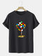 Mens Cube Graphic 100% Cotton Street Short Sleeve T-Shirts - Black