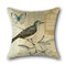 Fronha de linho com estampa floral de pássaros vintage e capa de travesseiro para casa, decoração artística e capa de almofada do assento traseiro - #1