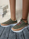 Plus Size Women Retro Casual Elastic Slip-on Comfy Breathable Platform Sneakers - Green