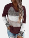 Leopard Print Patchwork Long Sleeve Knitted Plus Size Hoodie - Red