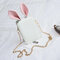 Women Cute Cartoon Rabbit Ear Chain Phone Bag Square Bag Bucket Bag Shoulder Bag - White