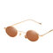 High-definition Visual UV 400 Protection Easy to Clean Small Round Frame Metal Sunglasses - Brown