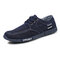 Men Old Beijing Style Canvas Breathable Lace Up Casual Driving Shoes - Blue