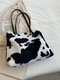 Women Plush Casual Vintage Multi-Pattern Large Capacity Handbag Shoudler Bag Tote - Cow