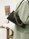 Women Crocodile Pattern Chain Shoulder Bag - Black