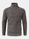 Mens Thick Half Zipper Collar Slim Fit Daily Jumper Warm Knitted Sweater - Coffee