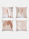 4PCS Morandi Color Abstract Pattern Line Female Figure Printing Short Plush Pillowcase Home Decor Sofa Living Room Car Throw Cushion Cover - #02