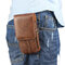 Men Portable Vintage PU Leather 4.7/5.1/5.5/6.3inches Phone Bag Waist Bag Card Bag - Dark Coffee