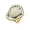 Pêssego estereoscópico geométrico vintage Coração anel de metal oco strass anel de dedo aberto  - 01