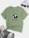 Camiseta gola careca plus size Panda manga curta - Exército verde