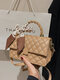 Women Faux Leather Casual Multi-Carry Solid Color Mini Handbag Crossbody Bag - Khaki
