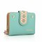 Women  PU Leather Multi-slots Short Wallet Card Holder Purse - Pale Green