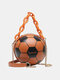 Women Basketball Football Chains Handbag Crossbody Bag Shoulder Bag - Brown 1
