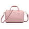 Women Solid PU Leather Boston Handbag Casual Crossbody Bag - Pink