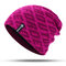 Unisex Solid Color Stripe Knit Fashion Beanie Hat For Men Outdoor Skiing Keep Warm Cap - Pink