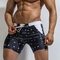 Men Drawstring Skinny Nylon Swim Trunks Elastic Smooth Breathbale Printing Swim Shorts - Black