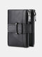 Men Retro Soft Leather RFID Anti-Magnetic 16 Card Slot Card Case Bifold Short Double Layer Zipper Coin Purse Wallet - Black