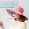 Women Fashion Printing Cap Satin Cotton Long Brim Hat Outdoor Travel Beach Sun Cap - Watermelon Red