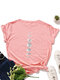 Moon Print Short Sleeve O-neck Loose Casual T-Shirt For Women - Dark Pink
