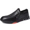 Men Slip Resistant Side Zipper Soft Sole Casual Leather Shoes - Black