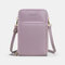 Women 5 Card Slots 7.2inch Phone Bag Solid Crossbody Bag - Purple