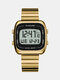 3 Colors Vacuum Plating Plastic Men Casual Sport Watch Luminous Waterproof Multifunctional Digital Watch - Gold