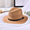 Unisex Summer Foldable Sunscreen Jazz Hat Casual Breathable Beach Sun Straw Fisherman Hat - Khaki