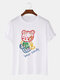 Mens Colorful Line Drawing Bear Print Cotton Short Sleeve T-Shirts - White