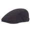 Men Thick Warm Solid Woolen Beret Cap Forward Hat Outdoor Sport Hats  - Black