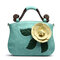 Brenice Vintage PU Leather Rose Decorative Handbag Crossbody Bag For Women - blue + grass green