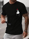 Mens Heart Gesture Print Valentine's Day Casual Short Sleeve T-Shirts - Black