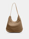 Women Dacron Casual Plush Solid Color Multi-Carry Handbag Tote - Khaki