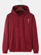 Mens Chest Print Cotton Casual Drawstring Hoodies With Kangaroo Pocket - Wine Red