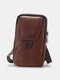 Men's Leather Mobile Phone Bag Waist Bag Wear Belt Work Site Mobile Phone Bag - Brown