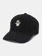 Unisex Corduroy Solid Color Cartoon Sheep Pattern Embroidery Fashion Sunshade Baseball Cap - Black