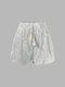 Sequins Drawstring Elastic Waist Shorts For Women - Silver