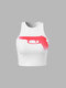 Pistol Graphic Sleeveless Crew Neck Crop Tank Top - White