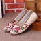 Floral Print Slip On Retro Flat Embroidery Breathable Shoes - #05