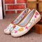 Floral Print Slip On Retro Flat Embroidery Breathable Shoes - #03